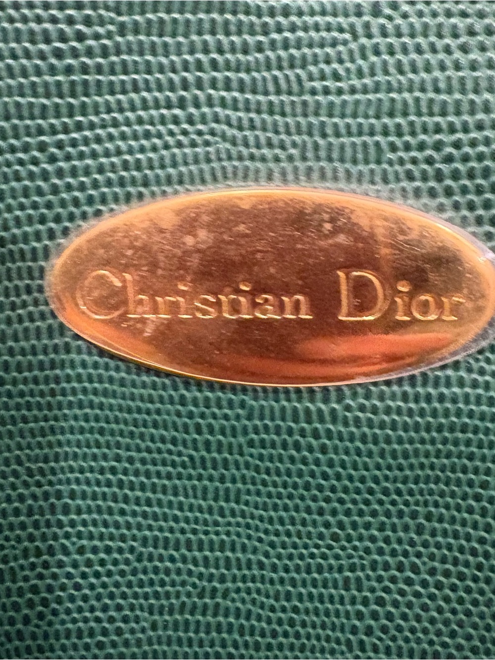 Dior Emerald Green Faux Leather Travel Tote with Gold Plaque - Picture 2 of 2